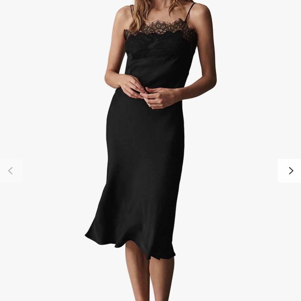 Reiss Gabriella Midi Chemise Dress, Black